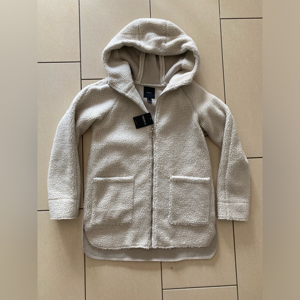 Forever21 teddy bear jacket warm cozy teddybear XS NEW hood Aritzia goose - Picture 1 of 6